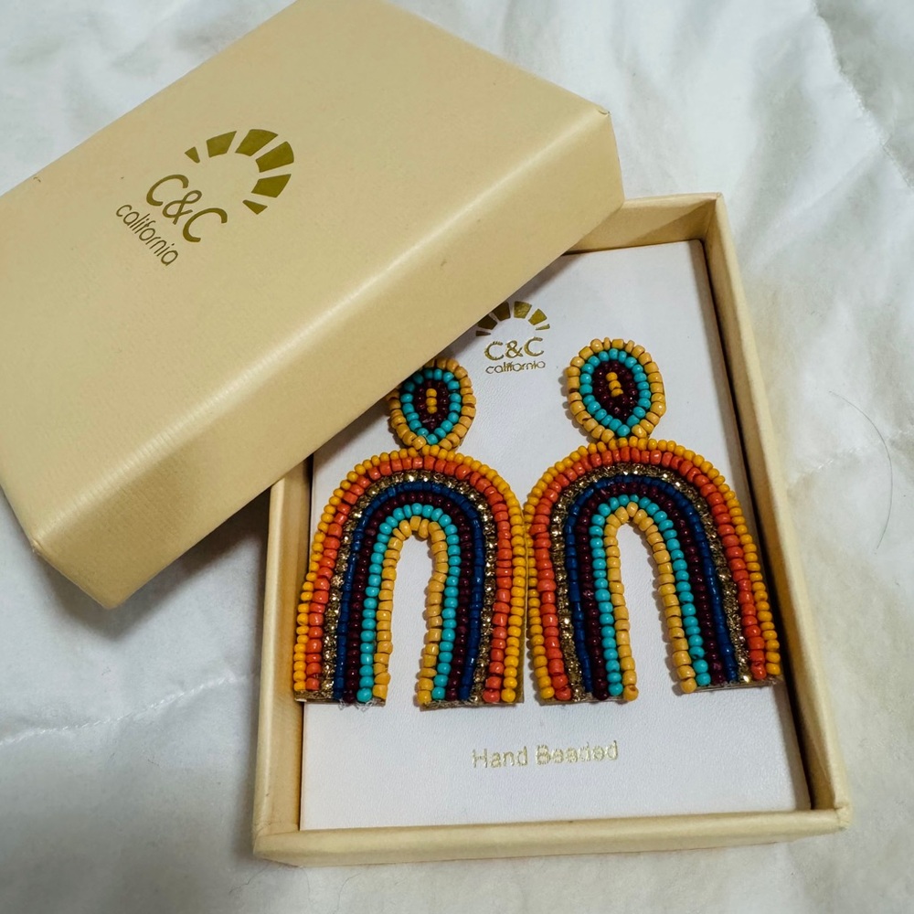 C&C California Multicolor Beaded Rainbow Arch Earrings